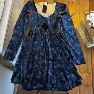 Disturbia NWT Navy Silver Velvet Mushroom Dress